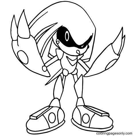 metal sonic coloring sheets|evil knuckles coloring pages.